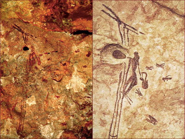 7000 year old cave painting of gathering wild honey