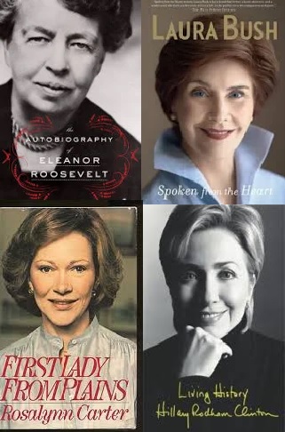Covers of memoirs by First Ladies