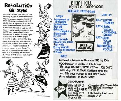 Black and white scans of riot grrrl zines from the 1990s