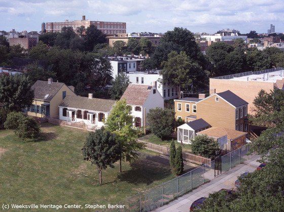 Aerial view of intact houses in Weeksville neighborhood