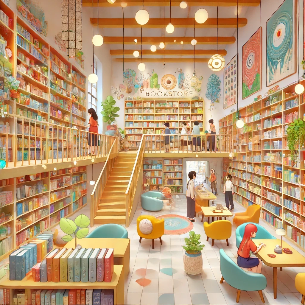 A cartoon bookstore.