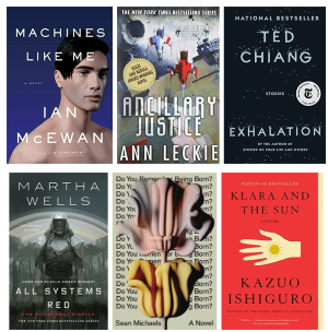 Display of covers of AI books in this article