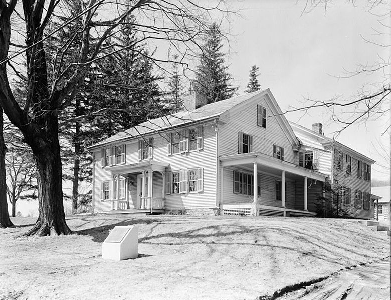 Black-and-white photo of Herman Melville's farm house at Arrowhead