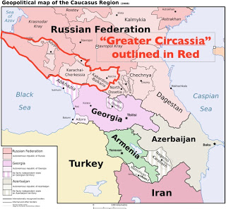 Map of the Caucasus/Circassian region