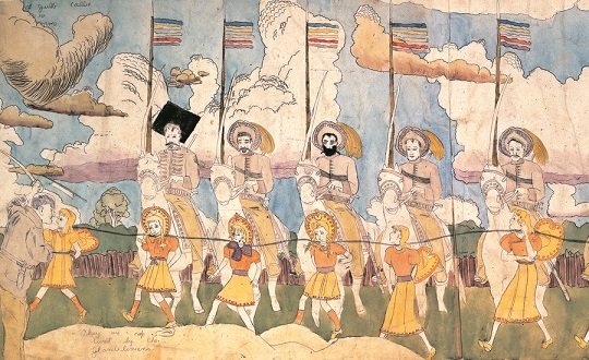 Watercolor collage by Henry Darger