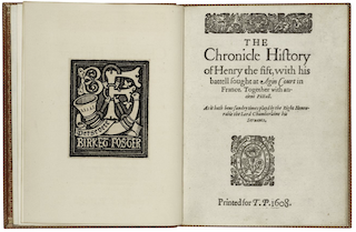 Title page of Shakespeare's Henry V