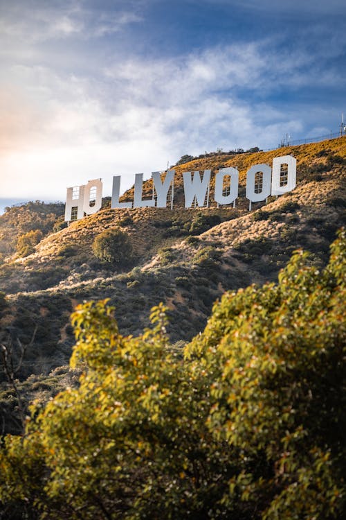 Hollywood sign with sun shining