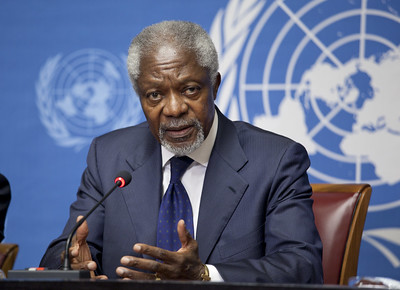 Color photograph of former UN Secretary-General Kofi Annan, whose name corresponds with Friday