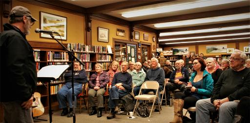 Library patrons attend a reading at the Cannon Beach Library