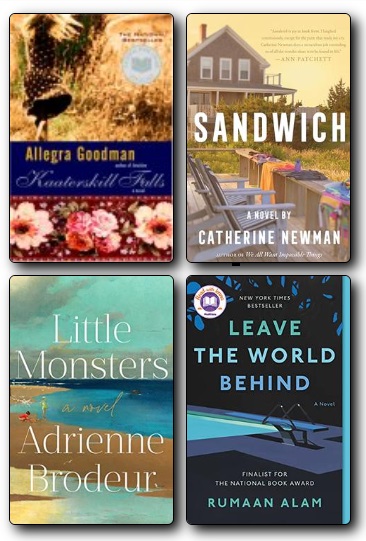 Book jackets for Kaaterskill Falls, Sandwich, Little Monsters, and Leave the World Behind